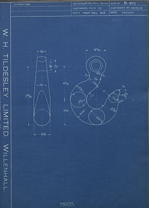 Woodhouse Brothers - William Griffin & Sons LTD 11896N Hook WH Tildesley Forging Technical Drawing