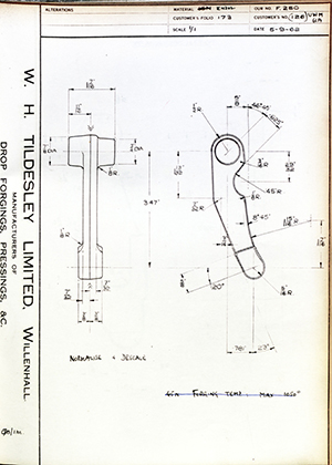 Woodhouse Brothers - William Griffin & Sons LTD 126 - UWM61A  WH Tildesley Forging Technical Drawing