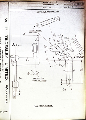 Woodhouse Brothers - William Griffin & Sons LTD 132 / BHSS 348 AWL Bell Crank WH Tildesley Forging Technical Drawing