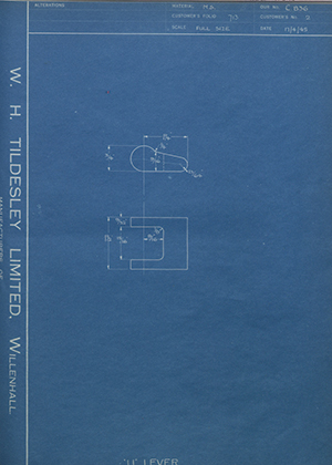 Woodhouse Brothers - William Griffin &amp; Sons LTD 2 U Lever WH Tildesley Forging Technical Drawing