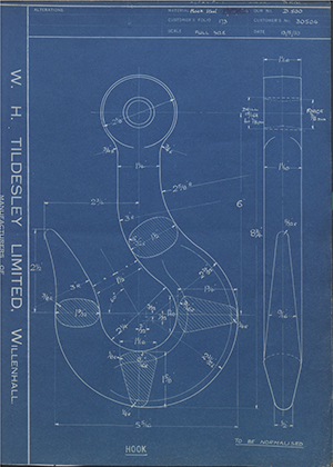 Woodhouse Brothers - William Griffin & Sons LTD 30504 Hook WH Tildesley Forging Technical Drawing