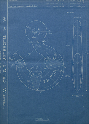 Woodhouse Brothers - William Griffin & Sons LTD 8 Hook 1/2" WH Tildesley Forging Technical Drawing