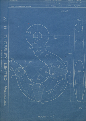 Woodhouse Brothers - William Griffin & Sons LTD 9 Hook 5/16" WH Tildesley Forging Technical Drawing