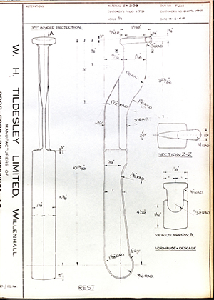 Woodhouse Brothers - William Griffin & Sons LTD BUHL192 Rest WH Tildesley Forging Technical Drawing