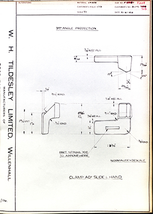 Woodhouse Brothers - William Griffin & Sons LTD BUHL70B / BUHL71B Clamp AD Slide L Hand WH Tildesley Forging Technical Drawing