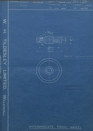 Woodhouse Brothers - William Griffin & Sons LTD F2202 / 70-2202 Intermediate Timing Wheel WH Tildesley Forging Technical Drawing