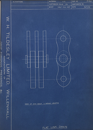 Woodhouse Brothers - William Griffin & Sons LTD  Flat Link Chain WH Tildesley Forging Technical Drawing