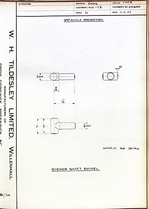 Woodhouse Brothers - William Griffin & Sons LTD GR540 Rocker Shaft Swivel WH Tildesley Forging Technical Drawing