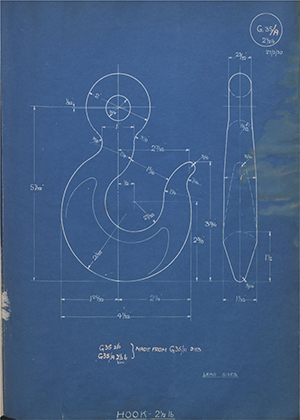 Woodhouse Brothers - William Griffin & Sons LTD  Hook 2 1/2lb WH Tildesley Forging Technical Drawing