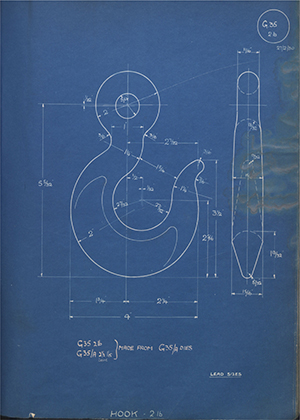 Woodhouse Brothers - William Griffin & Sons LTD  Hook 2lb WH Tildesley Forging Technical Drawing