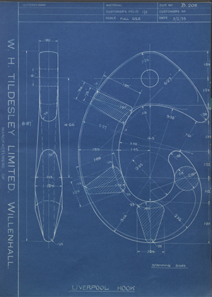 Woodhouse Brothers - William Griffin & Sons LTD  Liverpool Hook WH Tildesley Forging Technical Drawing