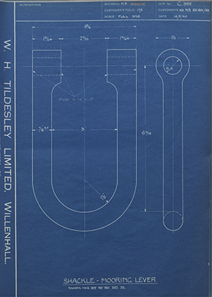 Woodhouse Brothers - William Griffin & Sons LTD MS SK601/43 Shackle - Mooring Lever WH Tildesley Forging Technical Drawing