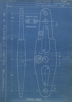 Woodhouse Brothers - William Griffin & Sons LTD MS1840/3/1 Towing Beam WH Tildesley Forging Technical Drawing