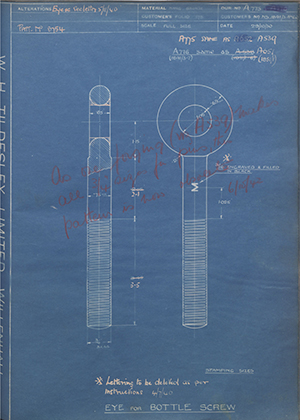 Woodhouse Brothers - William Griffin & Sons LTD MS1841/3-No6 Eye for Bottle Screw WH Tildesley Forging Technical Drawing