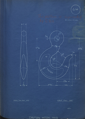 Woodhouse Brothers - William Griffin & Sons LTD No10 Triton Hook No10 WH Tildesley Forging Technical Drawing