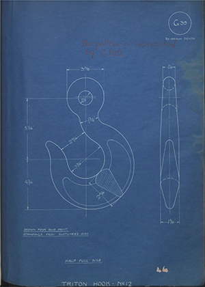 Woodhouse Brothers - William Griffin & Sons LTD No12 Triton Hook No12 WH Tildesley Forging Technical Drawing