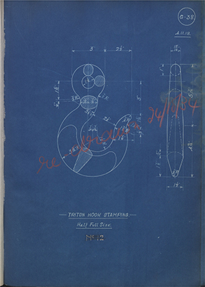 Woodhouse Brothers - William Griffin & Sons LTD No12 Triton Hook Stamping WH Tildesley Forging Technical Drawing