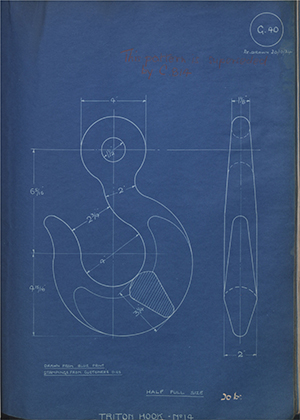 Woodhouse Brothers - William Griffin & Sons LTD No14 Triton Hook No14 WH Tildesley Forging Technical Drawing