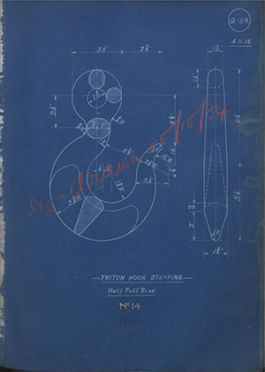 Woodhouse Brothers - William Griffin & Sons LTD No14 Triton Hook Stamping WH Tildesley Forging Technical Drawing