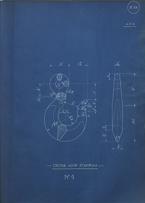 Woodhouse Brothers - William Griffin & Sons LTD No4 Triton Hook Stamping WH Tildesley Forging Technical Drawing