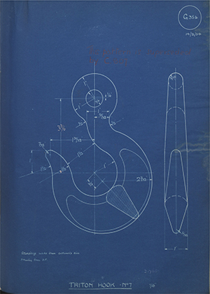 Woodhouse Brothers - William Griffin & Sons LTD No7 Triton Hook - No7 WH Tildesley Forging Technical Drawing