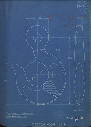 Woodhouse Brothers - William Griffin & Sons LTD No8 Triton Hook WH Tildesley Forging Technical Drawing