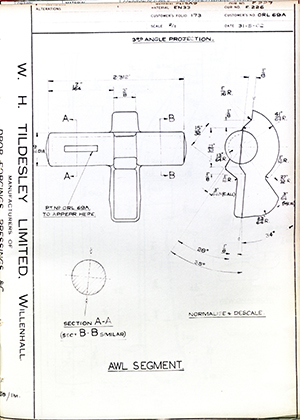 Woodhouse Brothers - William Griffin & Sons LTD ORL69A AWL Segment WH Tildesley Forging Technical Drawing