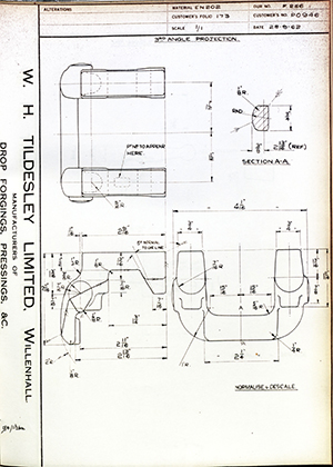 Woodhouse Brothers - William Griffin & Sons LTD P0946  WH Tildesley Forging Technical Drawing