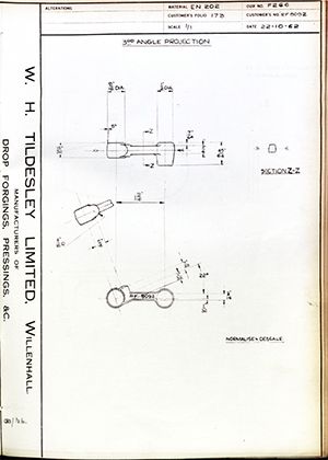 Woodhouse Brothers - William Griffin & Sons LTD RF809Z  WH Tildesley Forging Technical Drawing