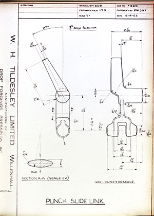 Woodhouse Brothers - William Griffin & Sons LTD RPM296E Punch Slide Link WH Tildesley Forging Technical Drawing