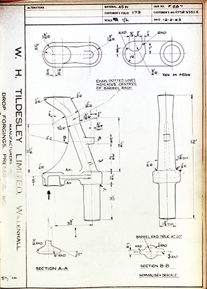 Woodhouse Brothers - William Griffin & Sons LTD RPSR3355E  WH Tildesley Forging Technical Drawing