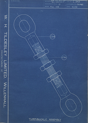 Woodhouse Brothers - William Griffin & Sons LTD SA038/2 Turnbuckle Assembly WH Tildesley Forging Technical Drawing