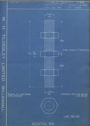 Woodhouse Brothers - William Griffin & Sons LTD SK3925 Adjusting Rod WH Tildesley Forging Technical Drawing