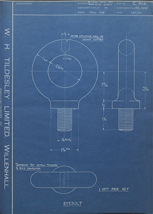 Woodhouse Brothers - William Griffin & Sons LTD SK3925 Eyebolt WH Tildesley Forging Technical Drawing