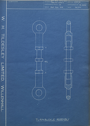 Woodhouse Brothers - William Griffin & Sons LTD SK3925 Turnbuckle Assembly WH Tildesley Forging Technical Drawing