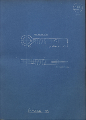 Woodhouse Brothers - William Griffin & Sons LTD  Shackle Pin WH Tildesley Forging Technical Drawing