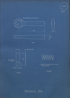 Woodhouse Brothers - William Griffin & Sons LTD  Shackle Pin WH Tildesley Forging Technical Drawing