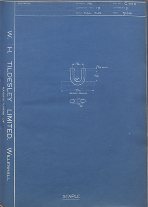 Woodhouse Brothers - William Griffin & Sons LTD  Staple WH Tildesley Forging Technical Drawing