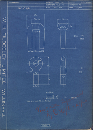 Woodhouse Brothers - William Griffin & Sons LTD  Swivel WH Tildesley Forging Technical Drawing