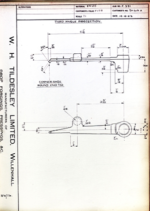 Woodhouse Brothers - William Griffin & Sons LTD TM4021A  WH Tildesley Forging Technical Drawing