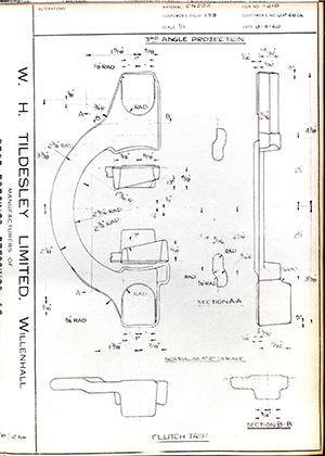 Woodhouse Brothers - William Griffin & Sons LTD UP461A Clutch Trip WH Tildesley Forging Technical Drawing