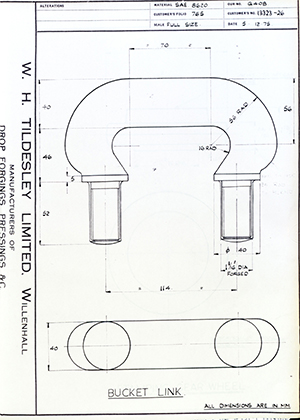 Youngs (Lifting Appliances) LTD 13323-26 Bucket Link WH Tildesley Forging Technical Drawing