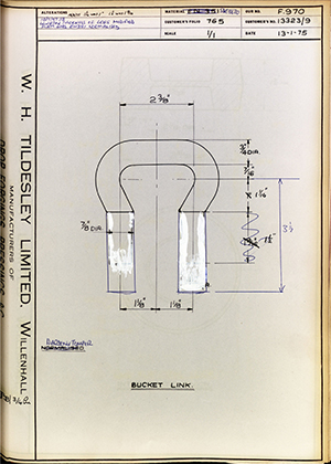 Youngs (Lifting Appliances) LTD 13323/9 Bucket Link WH Tildesley Forging Technical Drawing