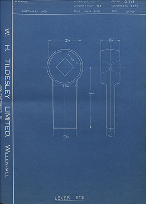 Youngs (Lifting Appliances) LTD 2237 Lever End WH Tildesley Forging Technical Drawing