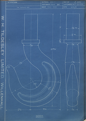 Youngs (Lifting Appliances) LTD 330542 Hook WH Tildesley Forging Technical Drawing