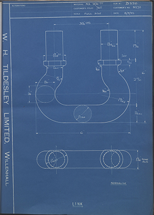 Youngs (Lifting Appliances) LTD 9270 Link WH Tildesley Forging Technical Drawing