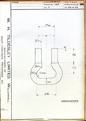 Youngs (Lifting Appliances) LTD CLLS-9018  WH Tildesley Forging Technical Drawing