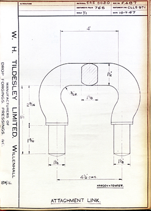 Youngs (Lifting Appliances) LTD CLLS971 Attachment Link WH Tildesley Forging Technical Drawing