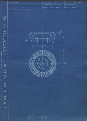 Youngs (Lifting Appliances) LTD  No2 Head WH Tildesley Forging Technical Drawing