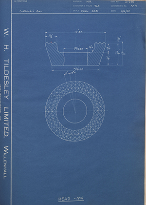 Youngs (Lifting Appliances) LTD No4 No4 Head WH Tildesley Forging Technical Drawing